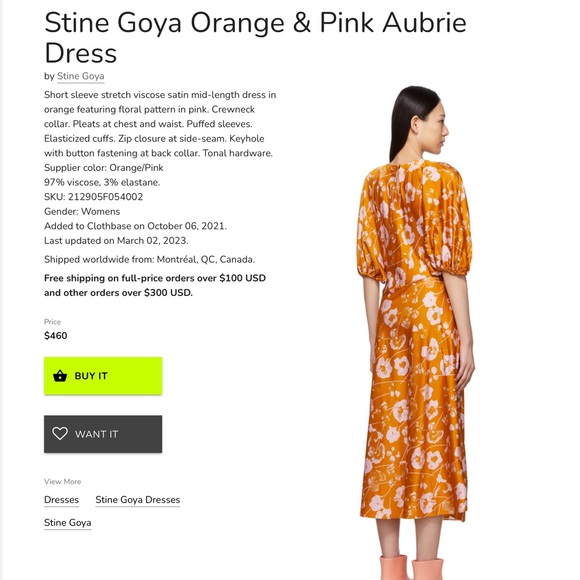 Stine Goya Orange & Pink Aubrie Dress - Picture 1 of 7